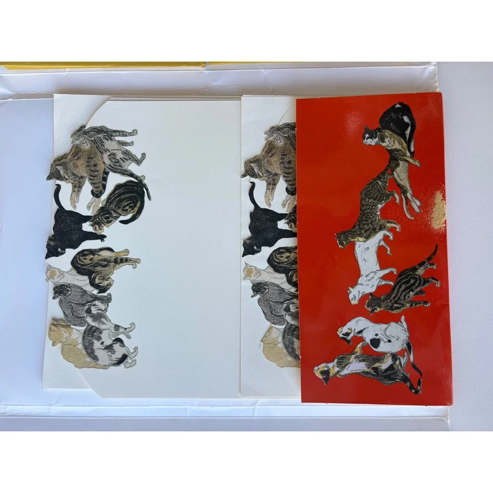 Museum of Fine Arts Boston Steinlen Cats Stationery Set Die-Cut Art Envelopes